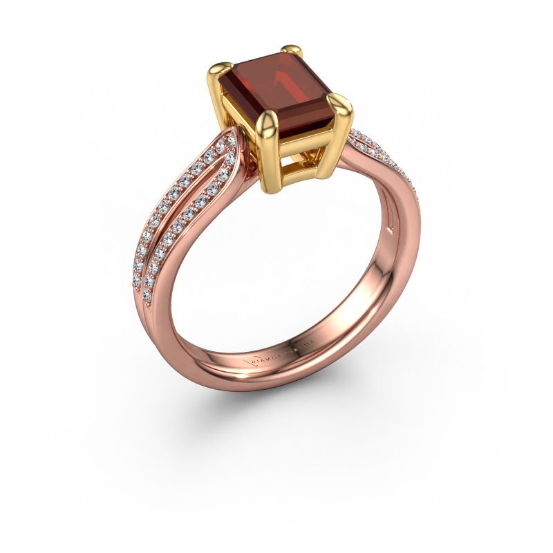 Engagement ring Antonia eme 2 585 rose gold garnet 8x6 mm