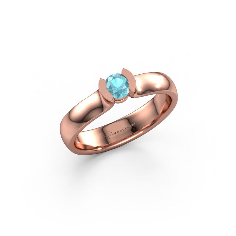 Ring Ophelia 585 Roségold Blau Topas 4.2 mm