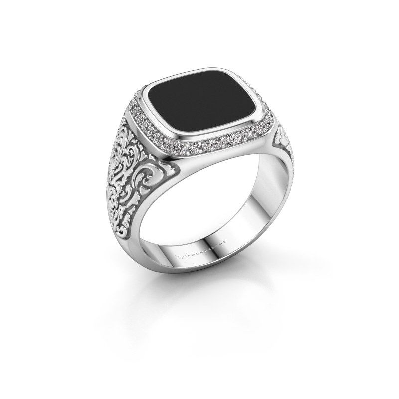 Image of Men's ring Jesse 3 950 platinum black enamel 10x10 mm