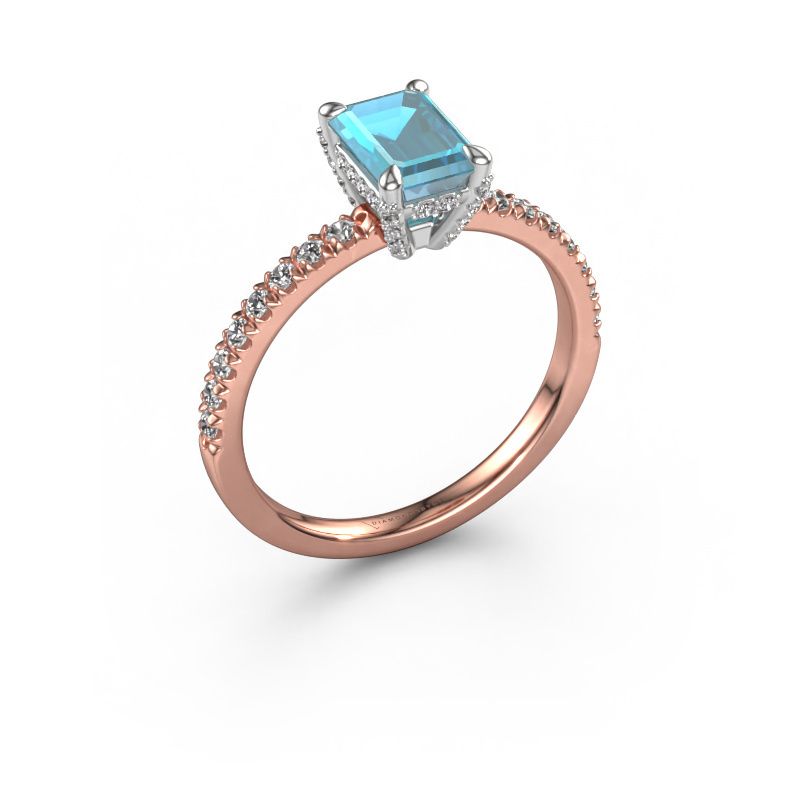 Engagement ring Saskia EME 1 585 rose gold blue topaz 7x5 mm