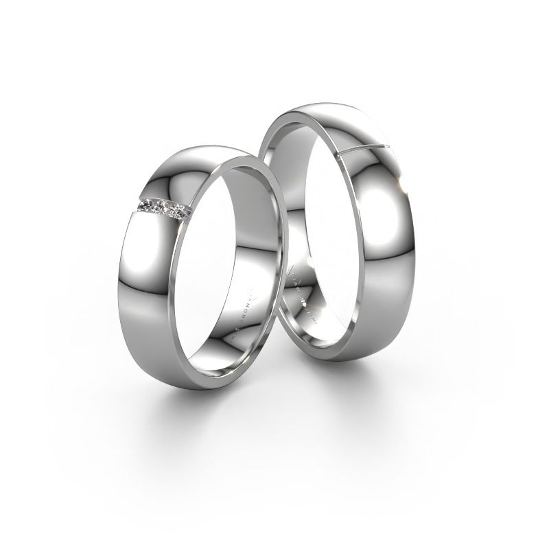 Wedding rings set WH1100LM25AP ±5x1.7 mm 14 Carat white gold