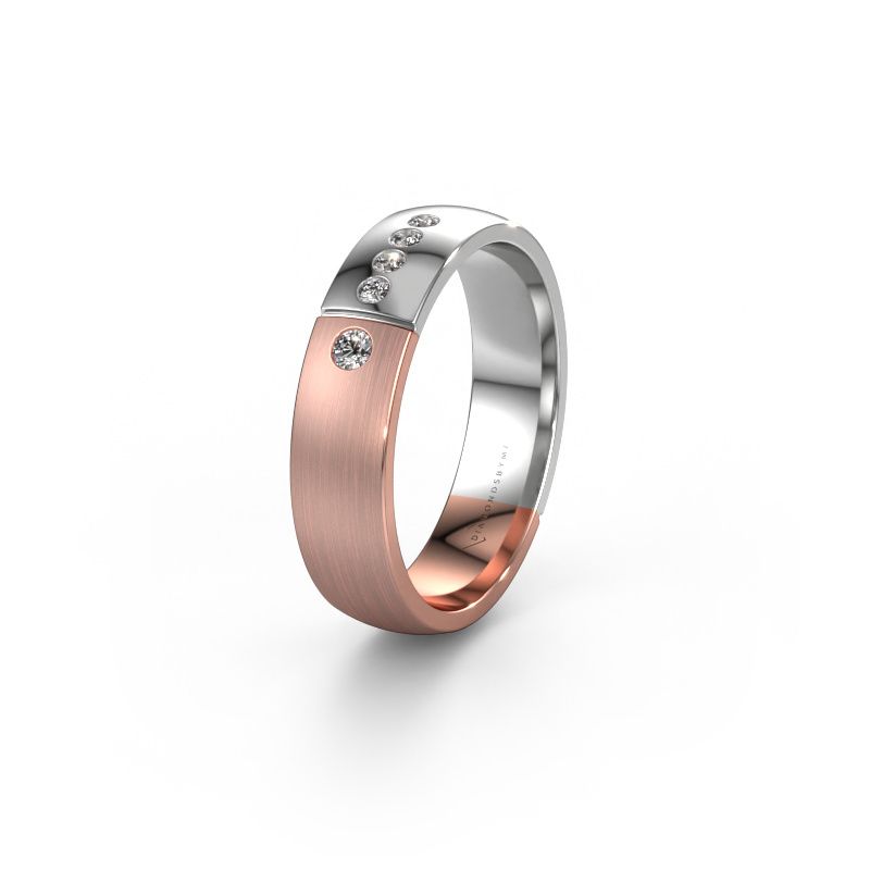 Wedding ring WH1101L25SAMP 585 rose gold zirconia ±5x1.7 mm