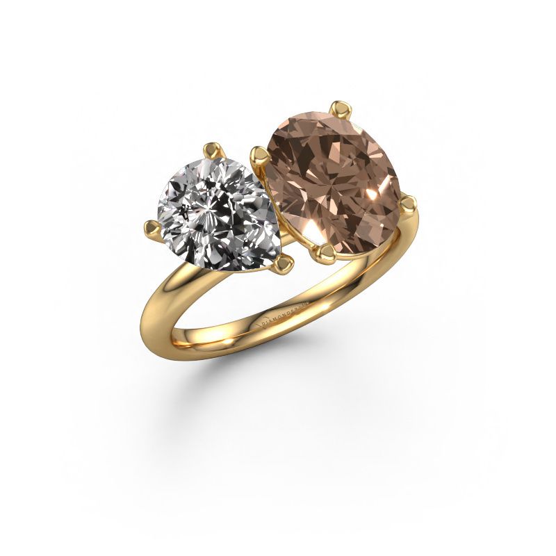 Engagement ring Toi et Moi OVL-PER 585 gold brown diamond 1.75 crt