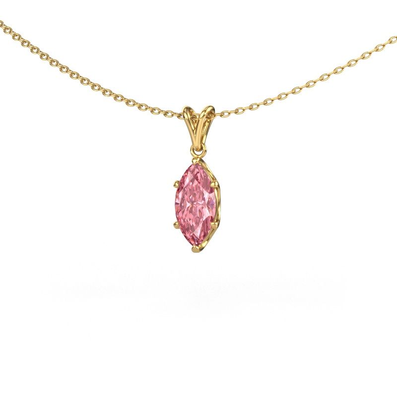 Pendant Sam MRQ 585 gold pink lab grown diamond 10x5 mm