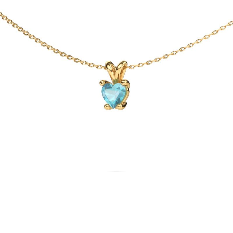 Pendentif Sam Heart 585 or jaune topaze bleue 5 mm