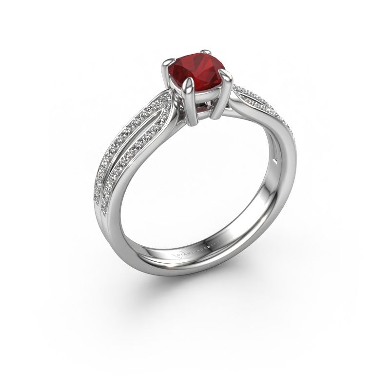 Verlobungsring Antonia cus 2 585 Weißgold Rubin 5 mm