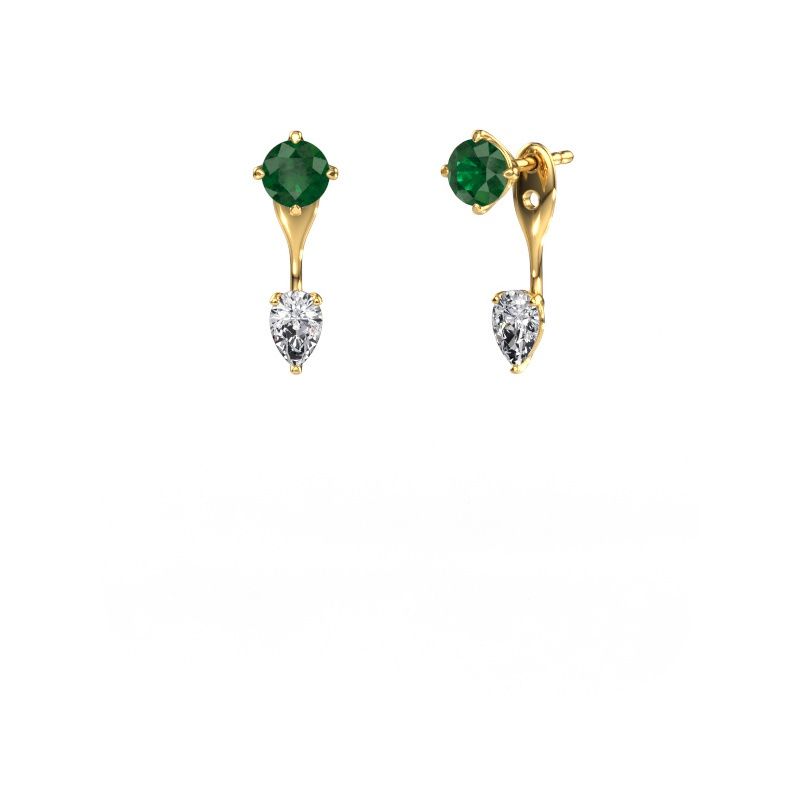 Pendants d'oreilles Kate RND-PER 585 or jaune emeraude 5 mm