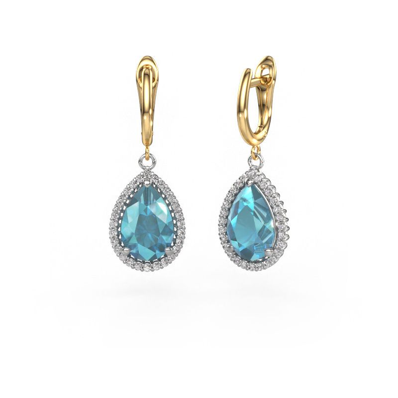 Ohrhänger Tilly per 3 585 Weißgold Blau Topas 12x8 mm