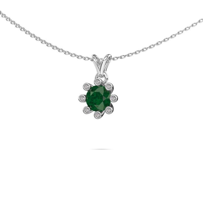 Pendant Carola 3 585 white gold emerald 6 mm