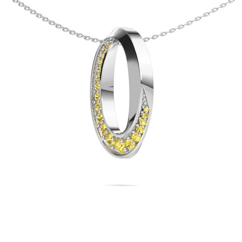 Image of Necklace Zola 585 white gold yellow sapphire 1 mm