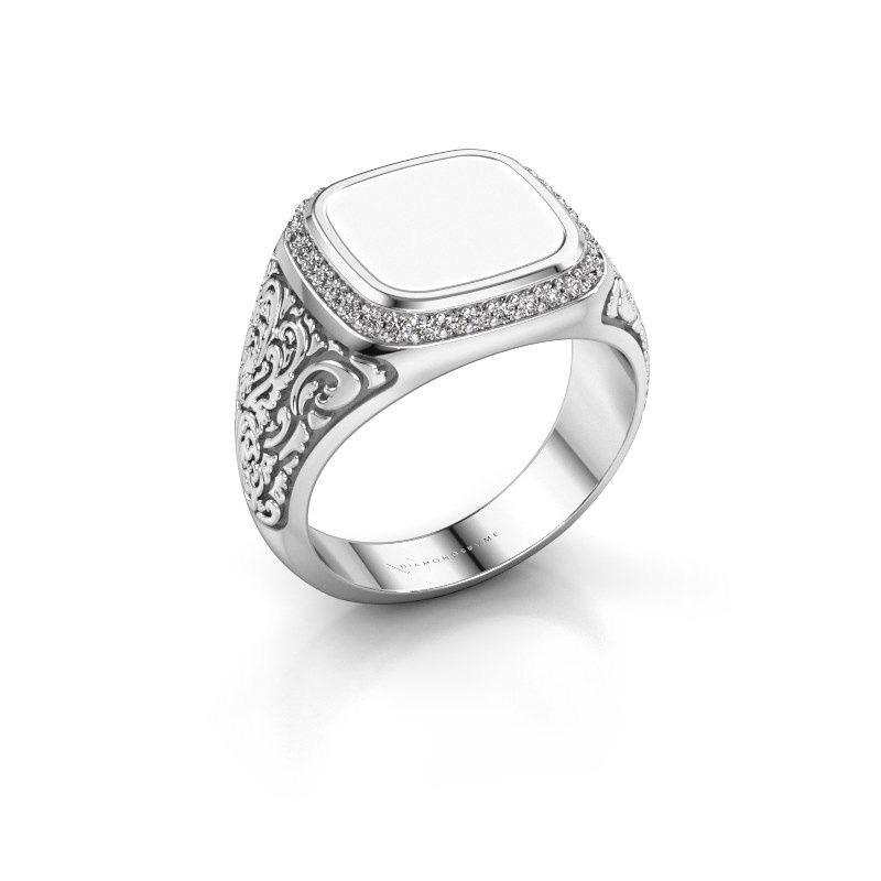 Image of Men's ring Jesse 3 585 white gold white enamel 10x10 mm