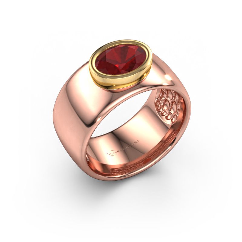Bague Anouschka 585 or rose rubis 8x6 mm