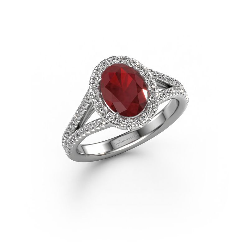 Engagement ring Verla ovl 2 950 platinum ruby 8x6 mm