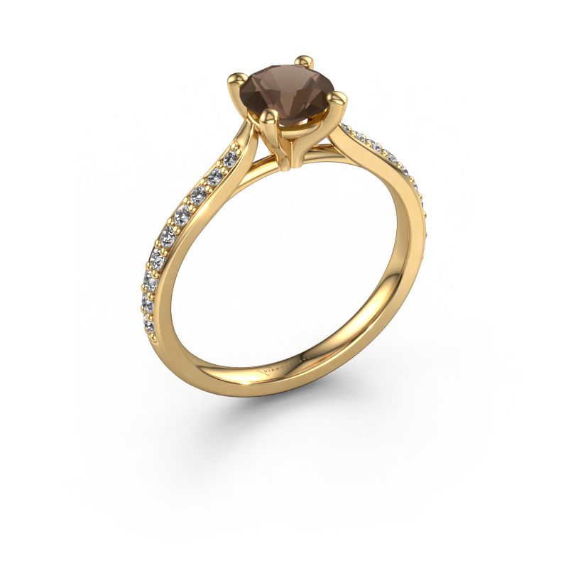 Engagement ring Mignon RND 2 585 gold smokey quartz 6 mm
