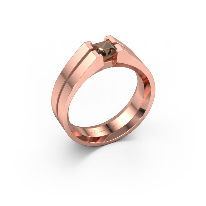 Heren ring Stefan 585 rosé goud bruine diamant 0.50 crt