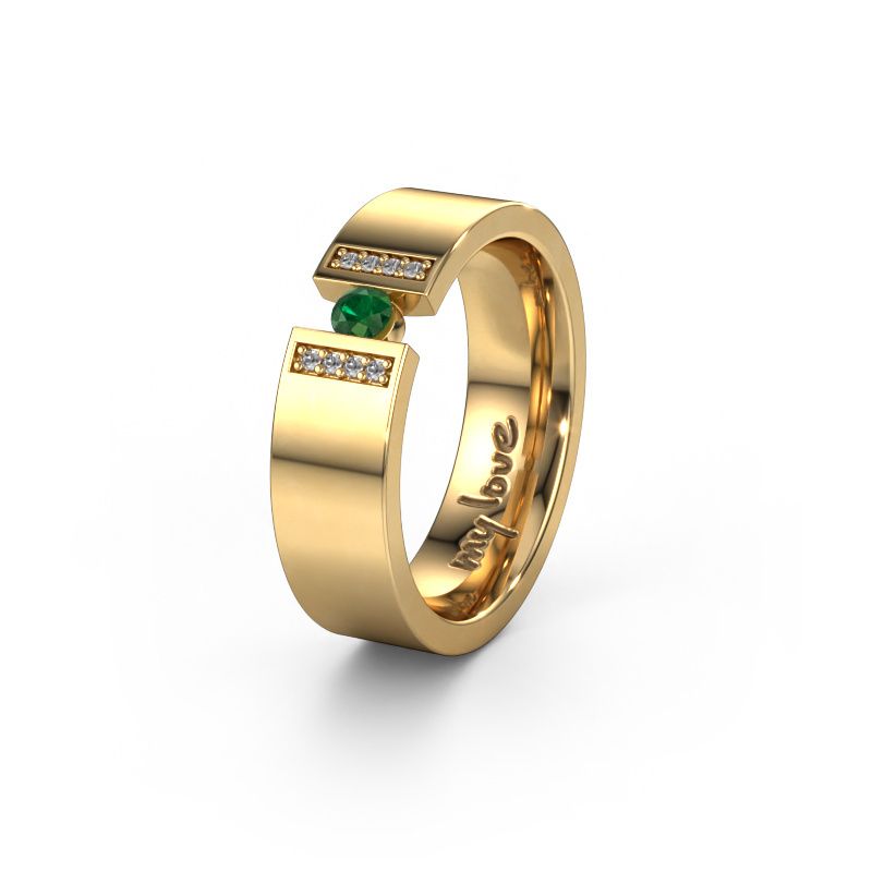 Wedding ring WH2096L16C 585 gold ±6x2.2 mm emerald