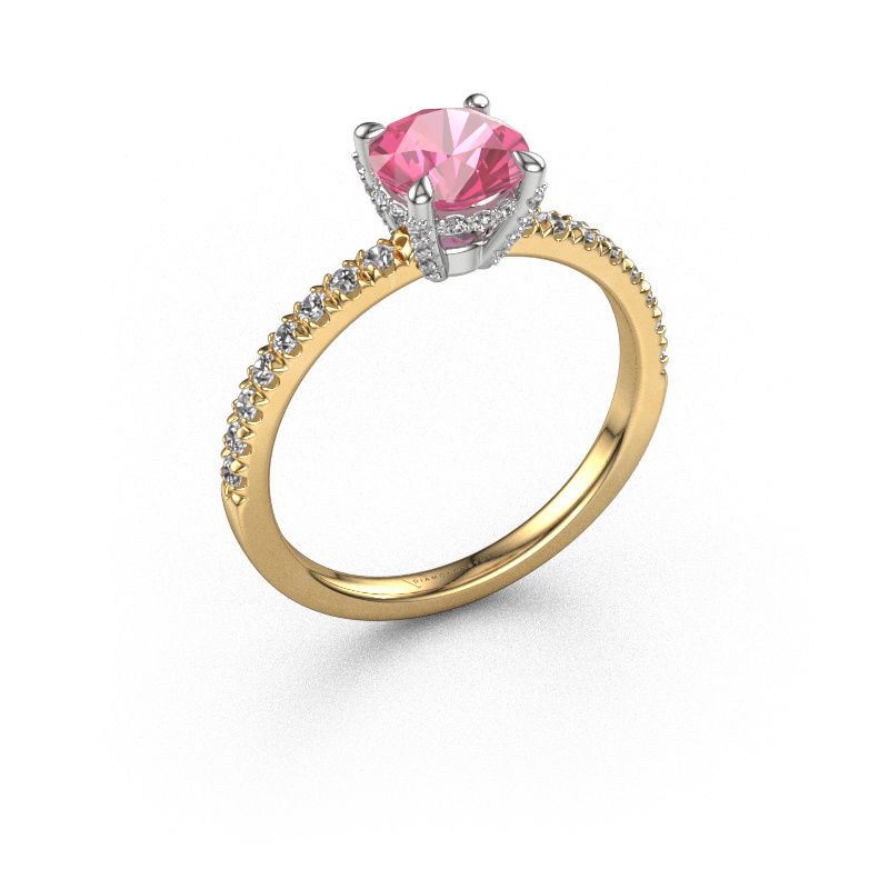 Engagement ring Saskia rnd 1 585 gold pink sapphire 6.5 mm