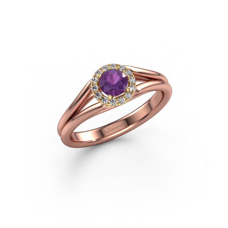 Verlovingsring Verla rnd 1 585 rosé goud amethist 4.7 mm
