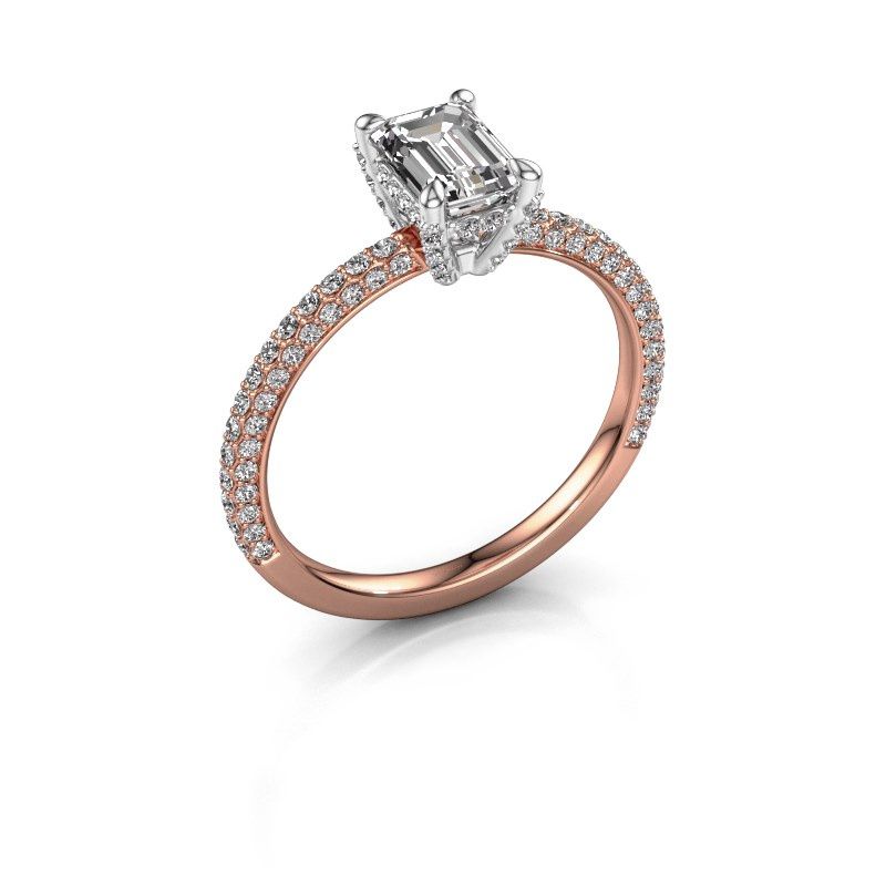 Image of Engagement ring saskia eme 2<br/>585 rose gold<br/>lab-grown diamond 1.498 crt