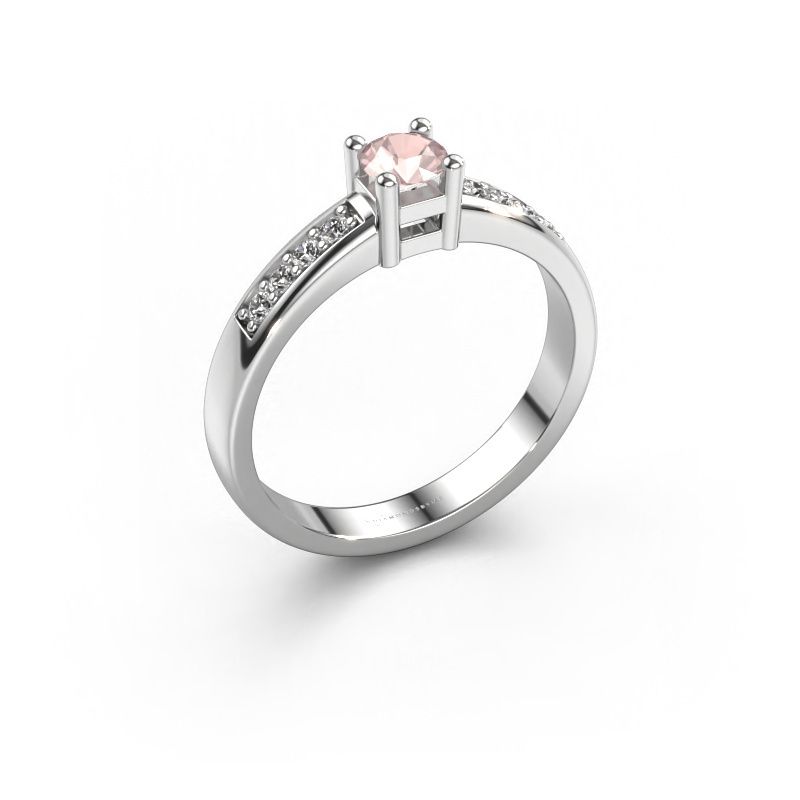 Engagement ring Eline 2 585 white gold morganite champagne 3.7 mm