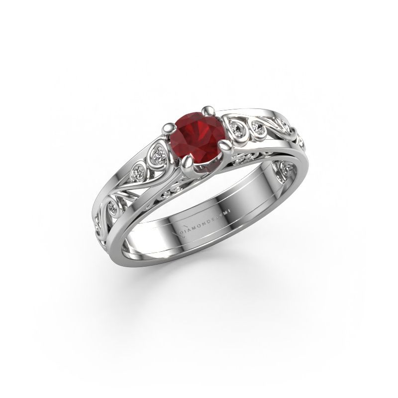 Ring Quinty 585 white gold ruby 4.7 mm