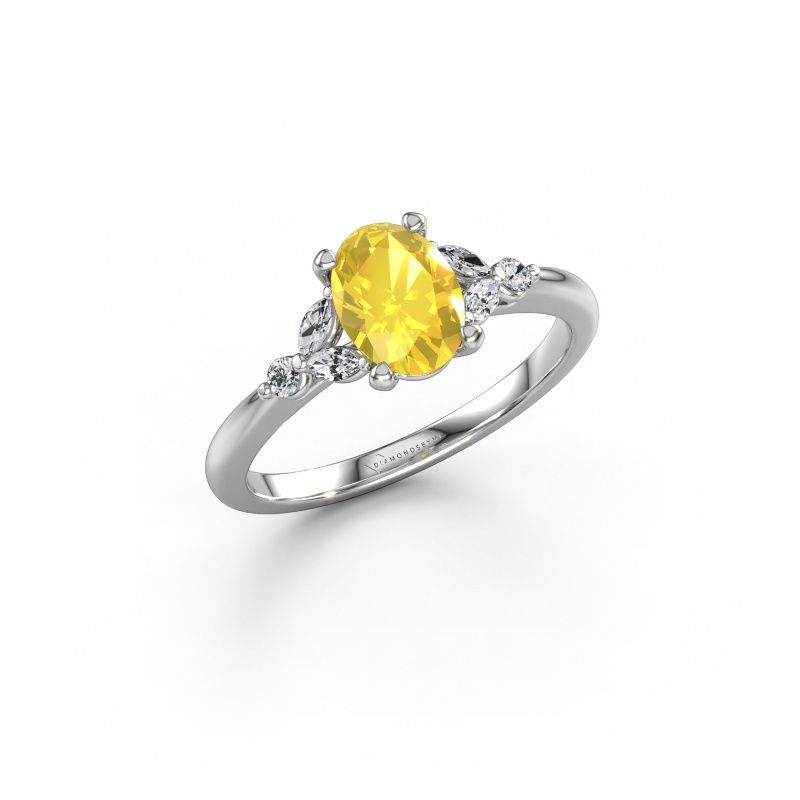 Verlovingsring Megan OVL 950 platina gele saffier 7,5x5,5 mm