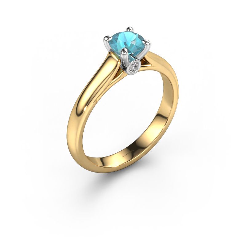 Bague de fiançailles Valorie RND 1 585 or jaune topaze bleue 5 mm