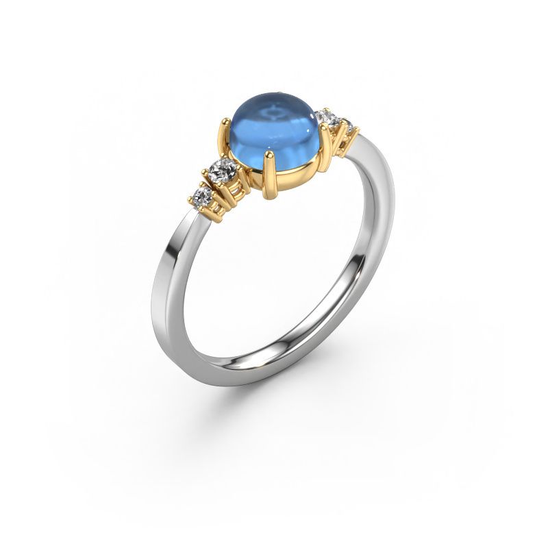 Ring Regine 585 witgoud blauw topaas 5 mm