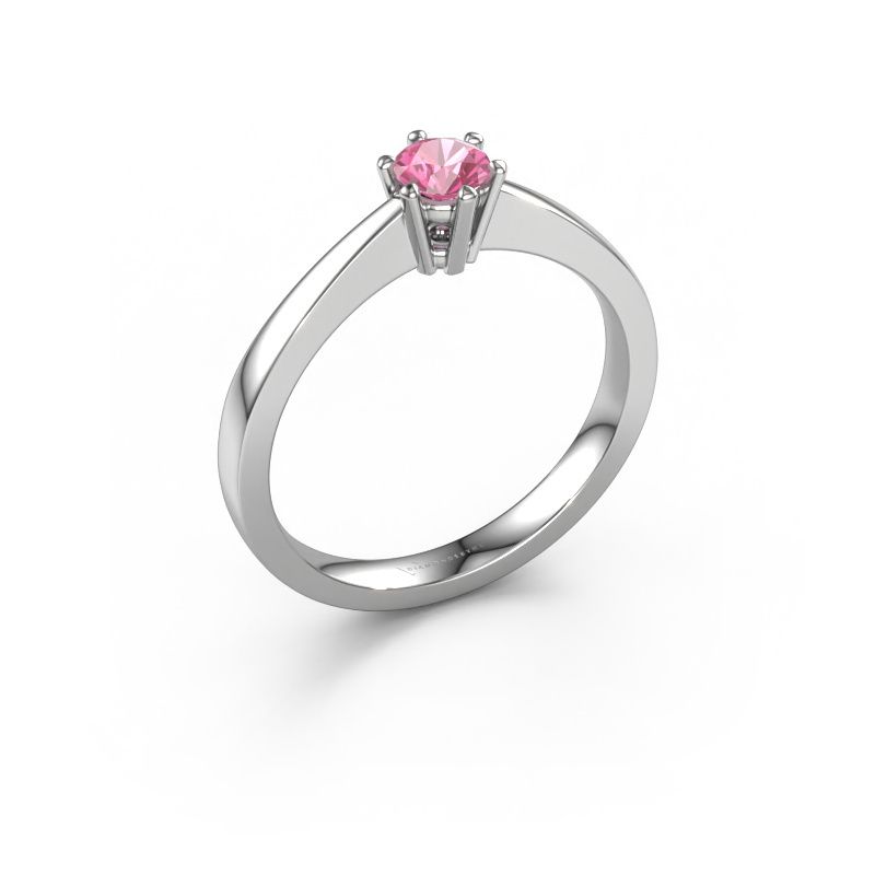 Engagement ring Noortje 585 white gold pink sapphire 4 mm