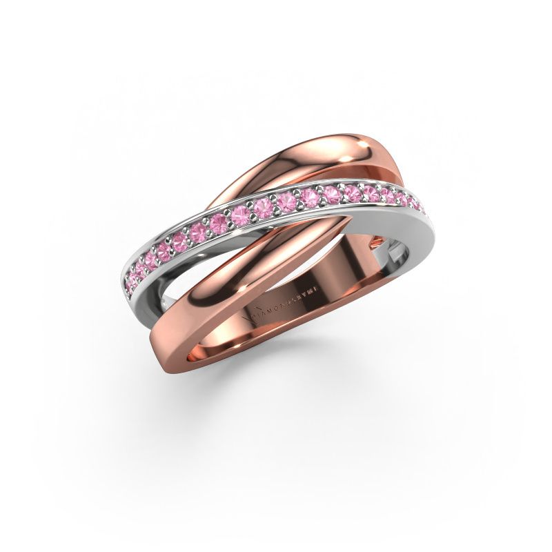 Ring Colette 585 rosé goud roze saffier 1.3 mm