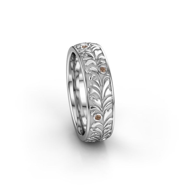 Image of Wedding ring WH2074L26D<br/>950 platinum ±6x2.4 mm<br/>Brown diamond