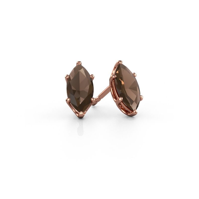 Clous d'oreilles Sam MRQ 585 or rose quartz fumé 10x5 mm
