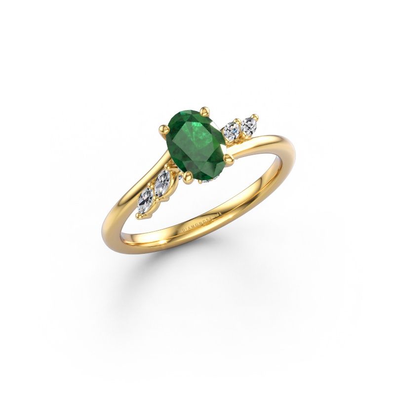 Engagement ring Rosalee OVL 585 gold emerald 7x5 mm