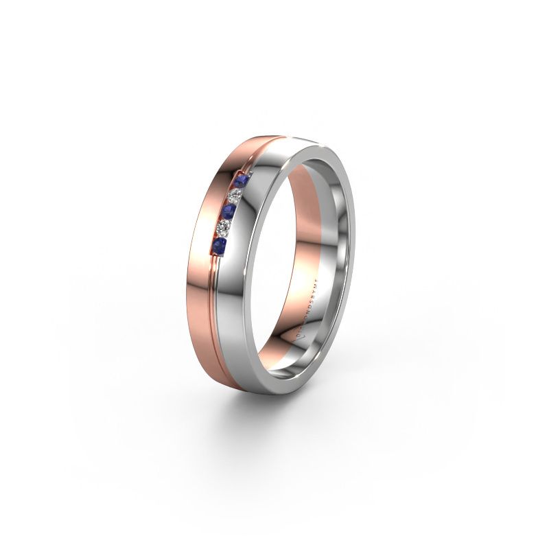 Image of Wedding ring WH0132L25B 585 rose gold sapphire ±0.20x0.08 in