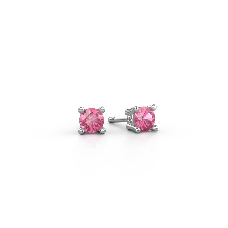 Clous d'oreilles Jannette 950 platine saphir rose 4 mm