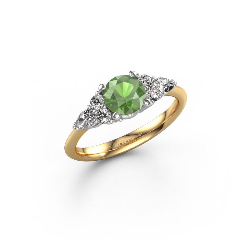 Verlobungsring Melani RND 585 Gold Turmalin grün 6 mm