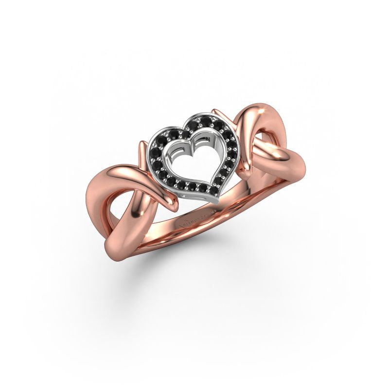 Bague Earlie 1 585 or rose diamant noir 0.092 crt