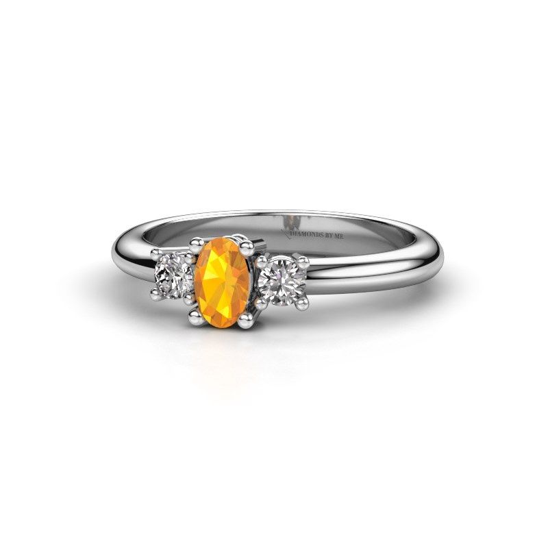 Image de Bague de fiançailles Karie<br/>585 or blanc<br/>Citrine 5x3 mm