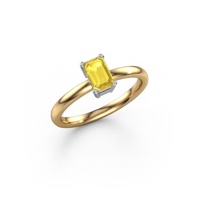 Bague de fiançailles Denita 1 EME 585 or jaune saphir jaune 6x4 mm
