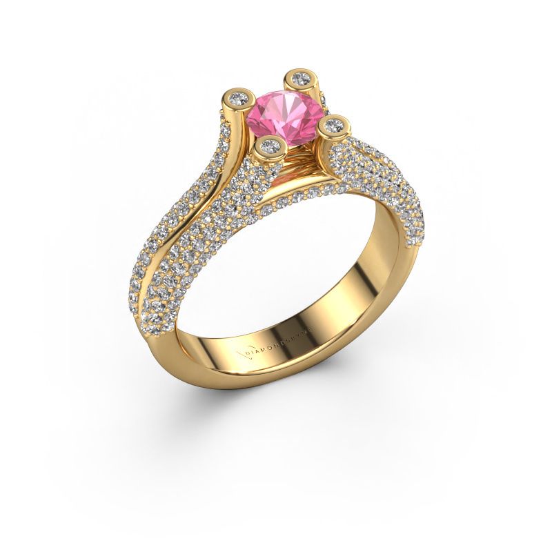 Bague de fiançailles Stefanie 2 585 or jaune saphir rose 5 mm