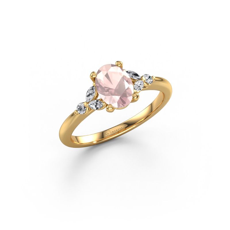 Engagement ring Megan OVL 585 gold morganite champagne 7,5x5,5 mm