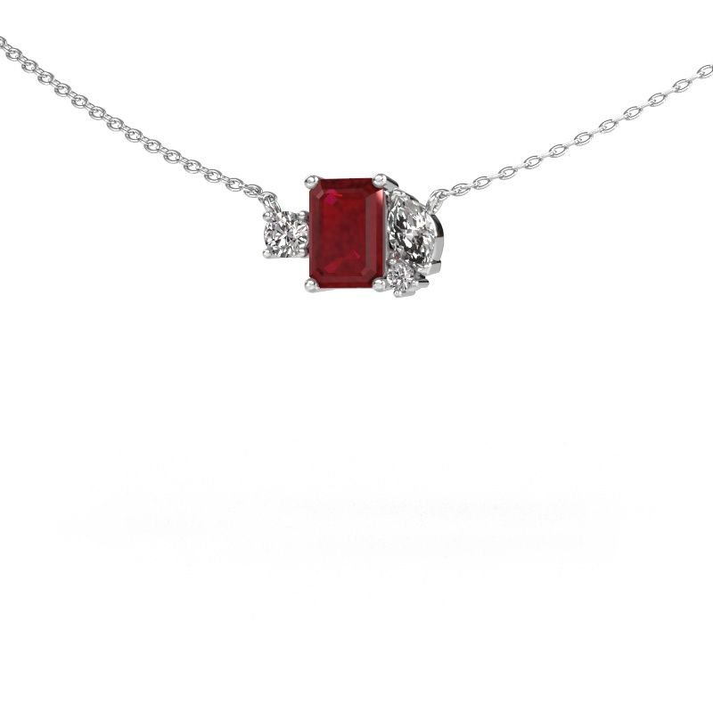 Pendentif Frauke EME 950 platine rubis 7x5 mm