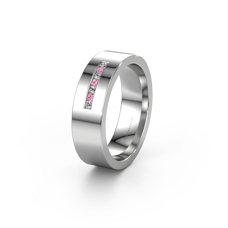 Wedding ring WH0108L16BP 585 white gold pink sapphire ±6 x 2 mm