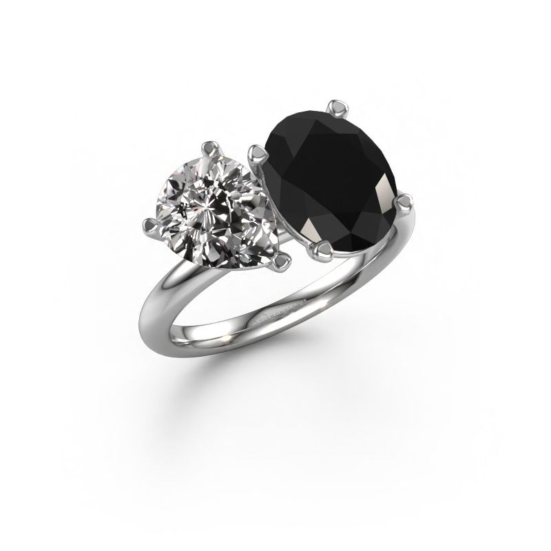 Engagement ring Toi et Moi OVL-PER 585 white gold black diamond 2.05 crt