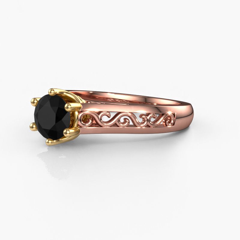 Image of Engagement ring Shan 585 rose gold black diamond 0.96 crt