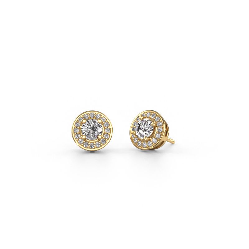 Clous d'oreilles Agaat 585 or jaune diamant synthétique 1.32 crt