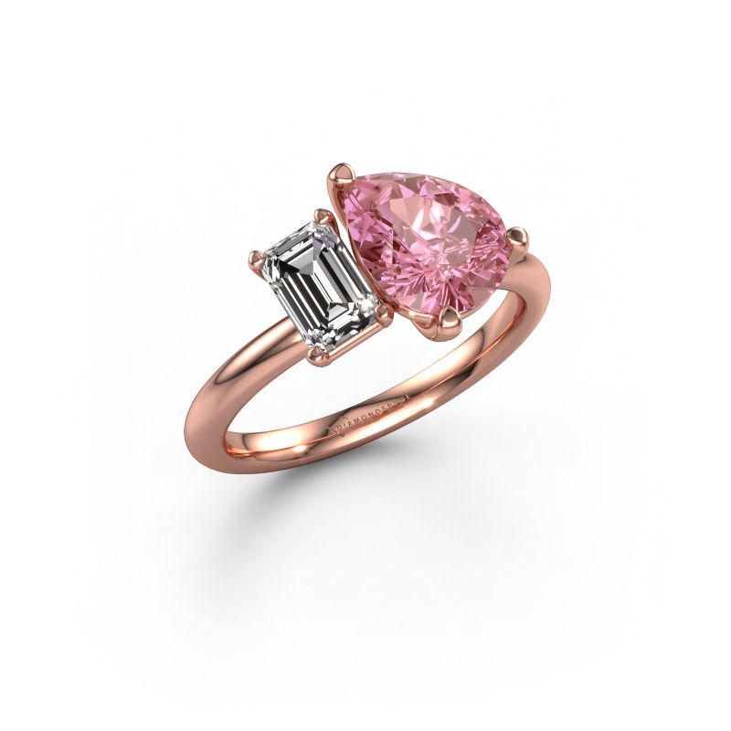 Engagement ring Toi et Moi PER-EME 585 rose gold pink lab grown diamond 9x7 mm