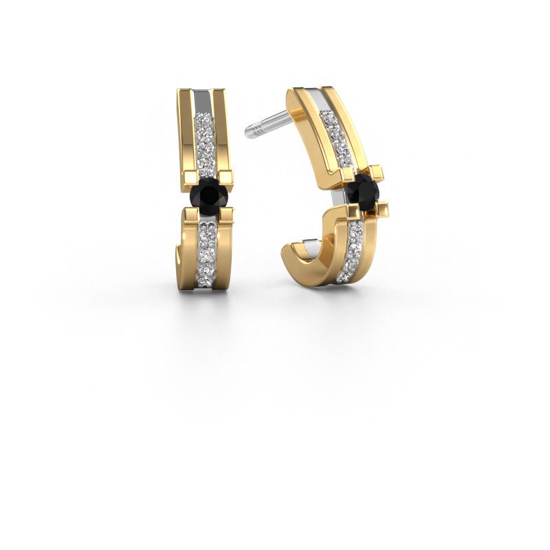 Boucles d'oreilles Myrthe 585 or blanc diamant noir 0.224 crt