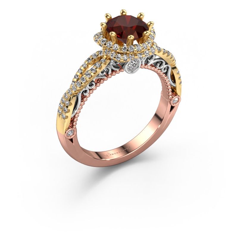 Bague de fiançailles Lysanne 585 or rose grenat 6.5 mm
