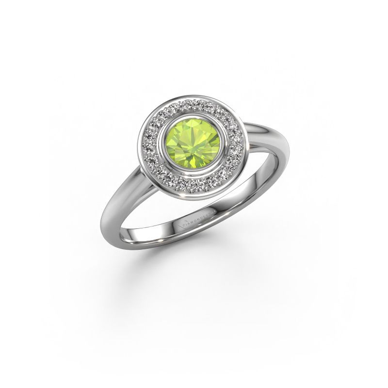 Promise ring Noud 1 RND 585 witgoud peridoot 4.7 mm